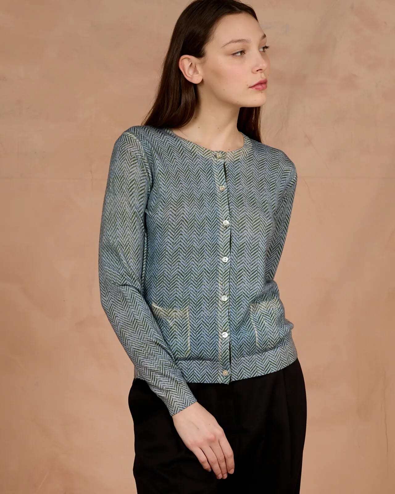 GEOMTRIC PRINT CARDIGAN WITH  POCKETS COL. 172