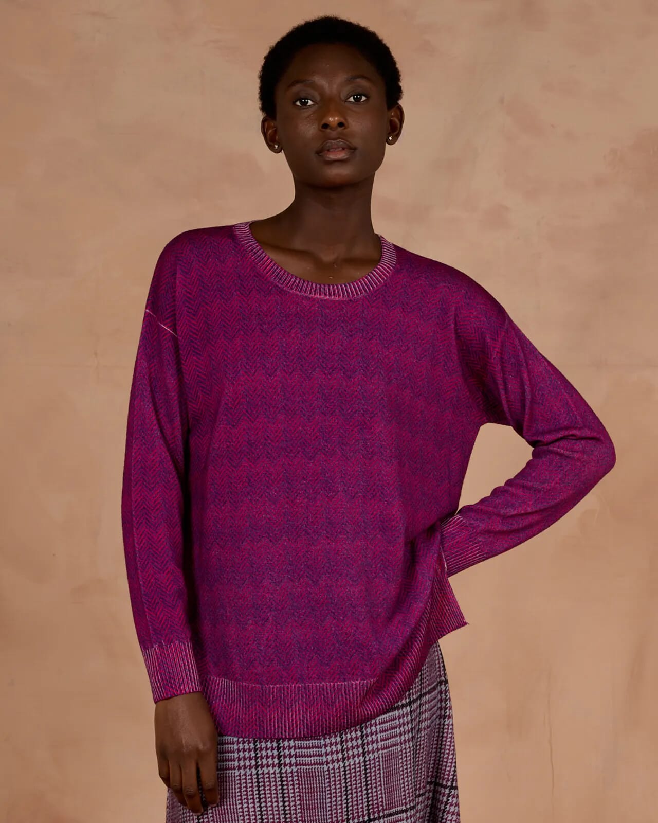 GEOMETRIC PRINT BOAT NECK  JUMPER COL.167