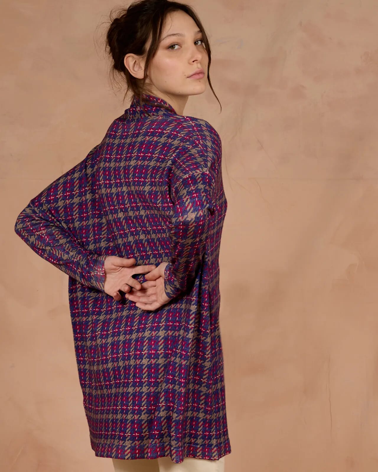 GEOMETRIC PRINT LOOSE-FIT CARDIGAN COL.160