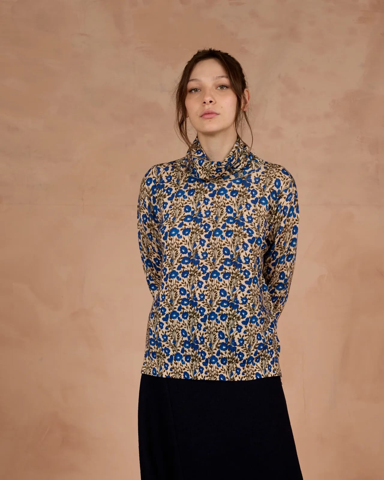 FLORAL PRINT HIGH NECK JUMPER  COL. 133