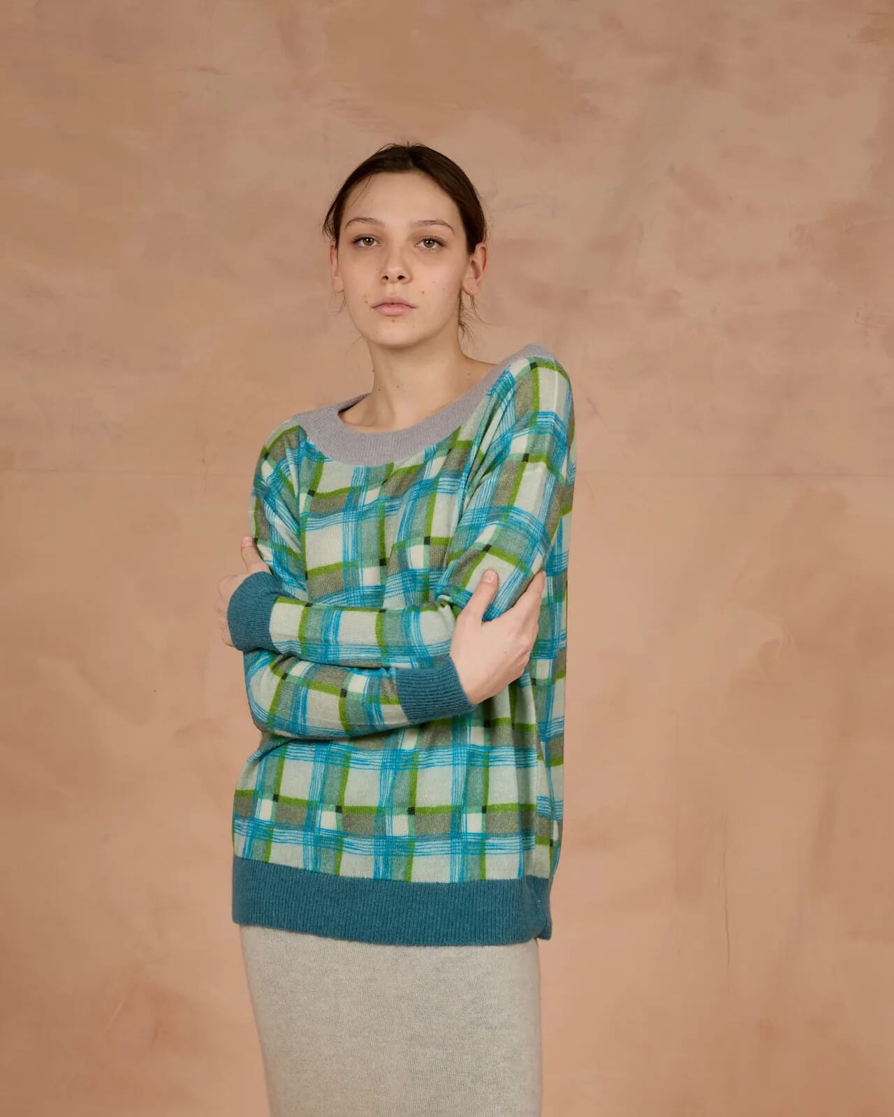 GEOMETRIC PRINT BOAT NECK  JUMPER COL. 123