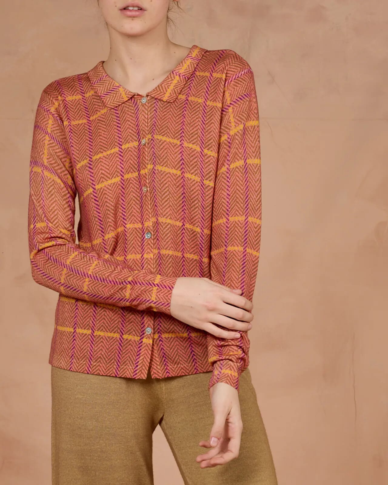 GEOMETRIC PRINT DUPLEX POLO  COL.153