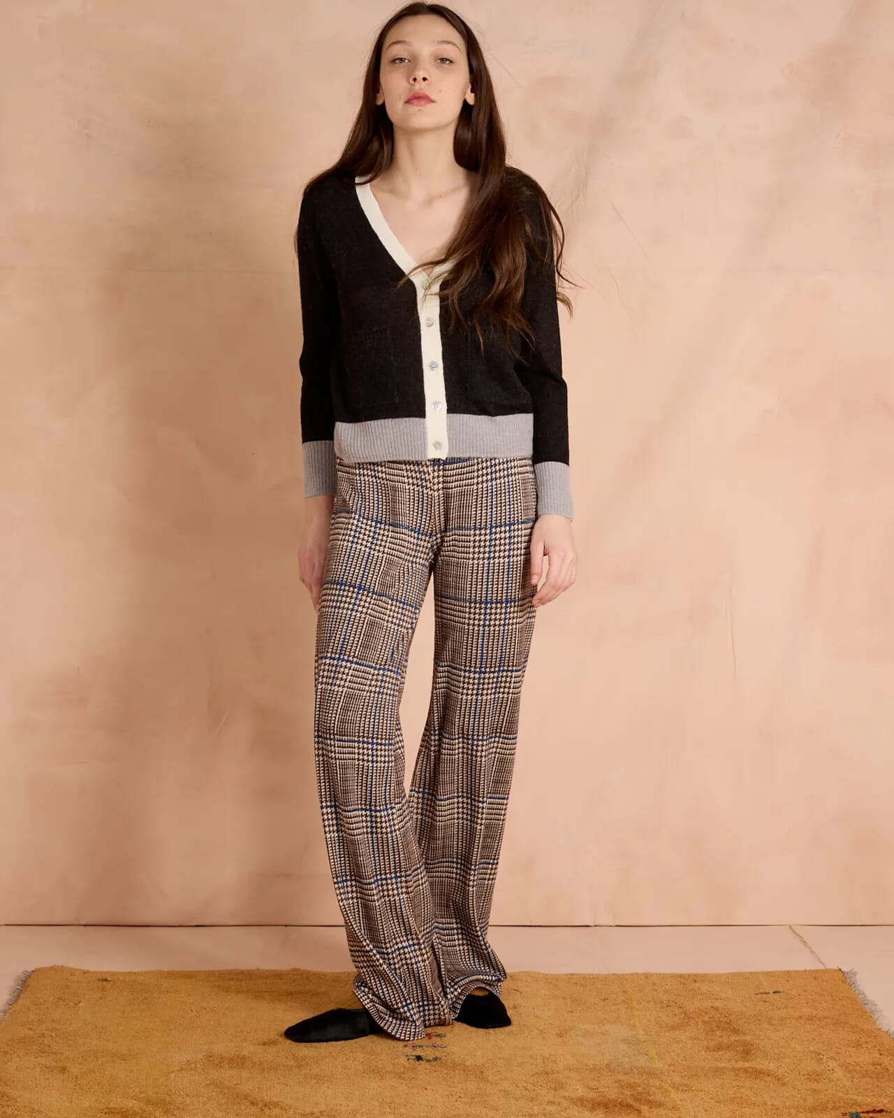 GEOMETRIC PRINT LONG TROUSERS  COL.105