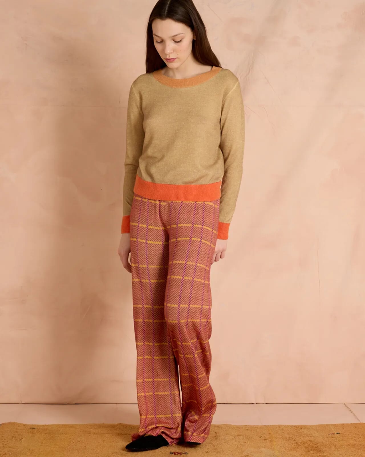 GEOMETRIC PRINT LONG TROUSERS  COL.153