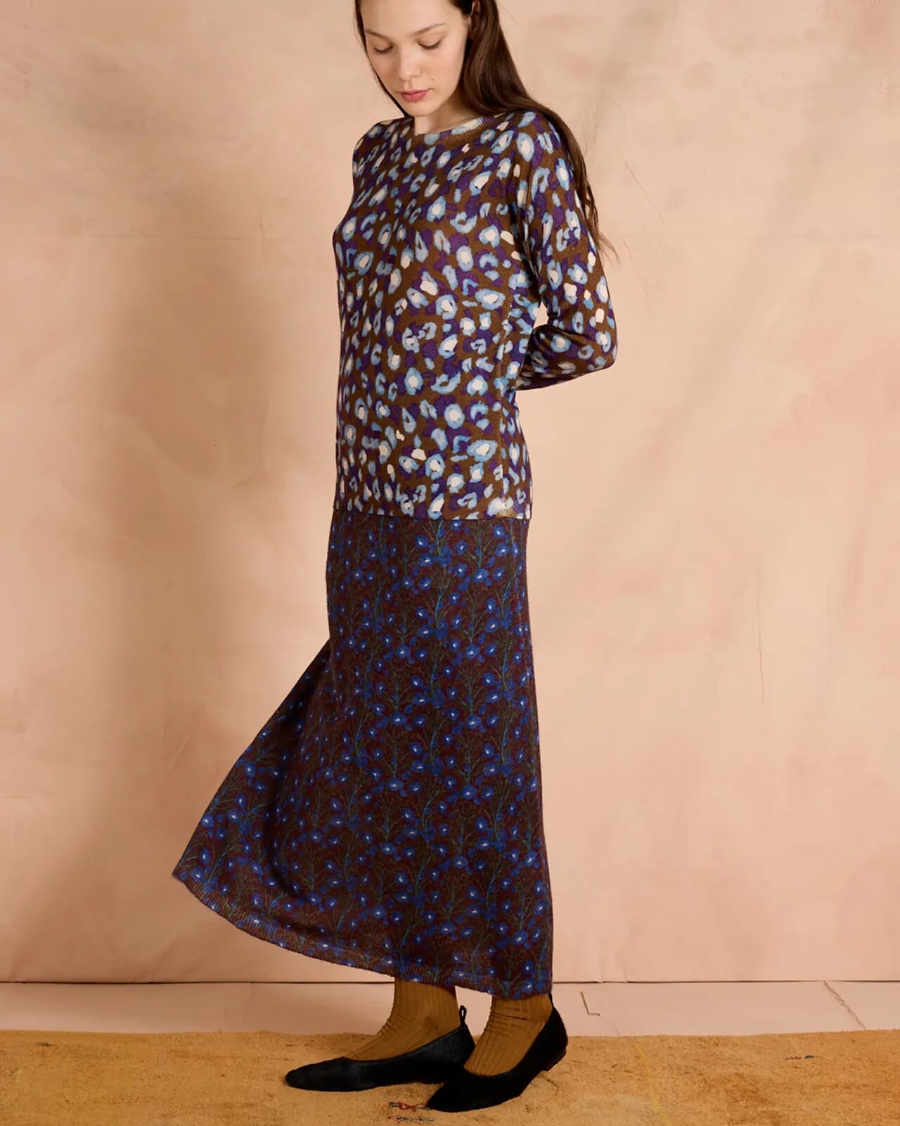 FLORAL PRINT LONG SKIRT COL.164