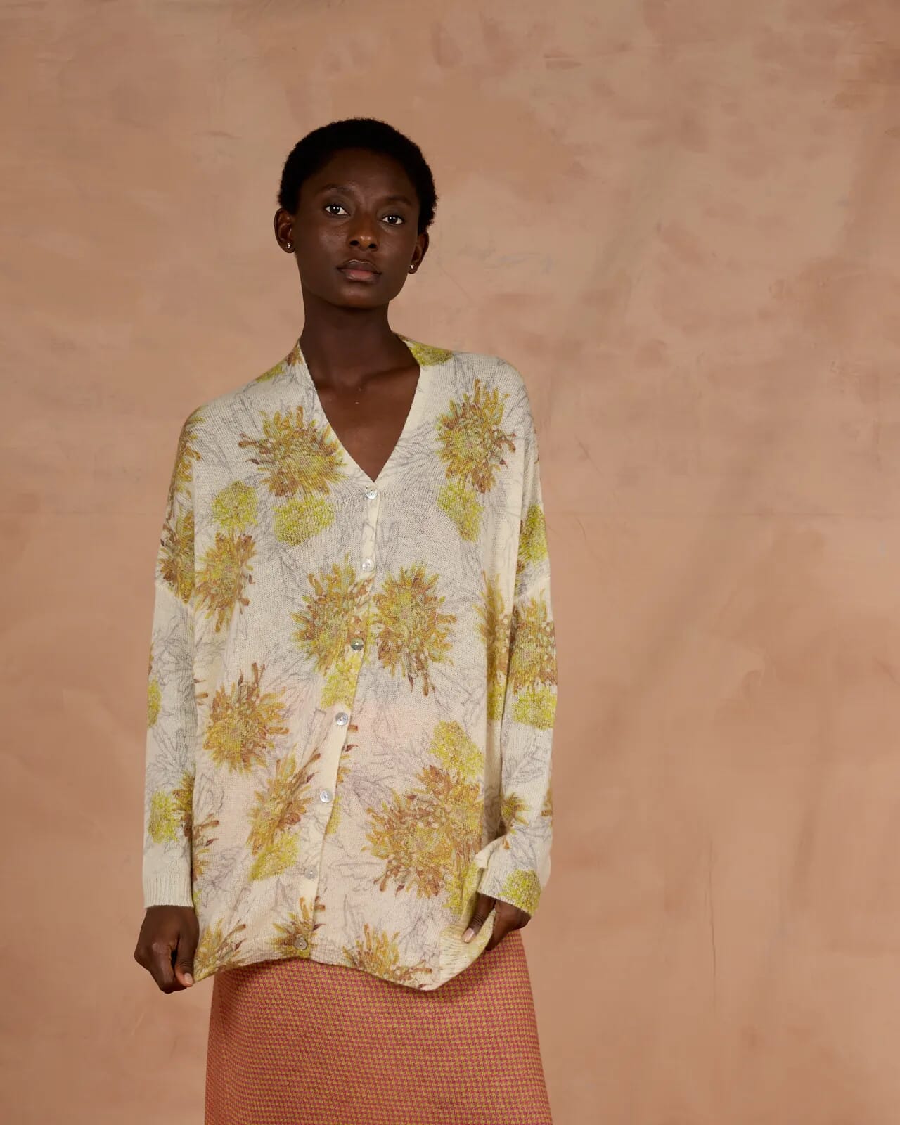 FLORAL PRINT WIDE LONG CARDIGAN COL.119