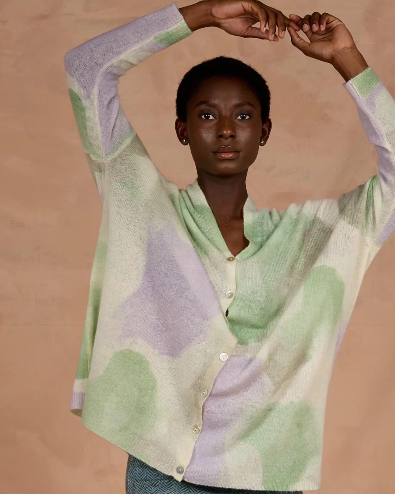 GEOMETRIC PRINT WIDE LONG CARDIGAN COL.202