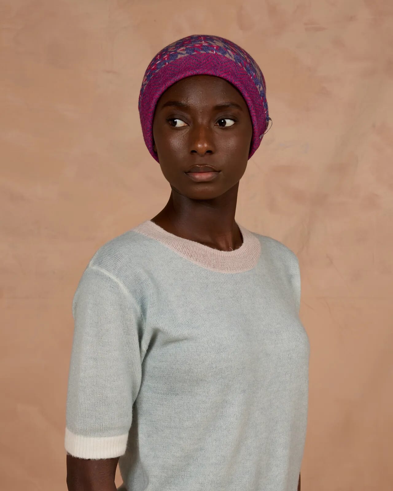 MULTI PRINT REVERSIBLE BEANIE  COL.011