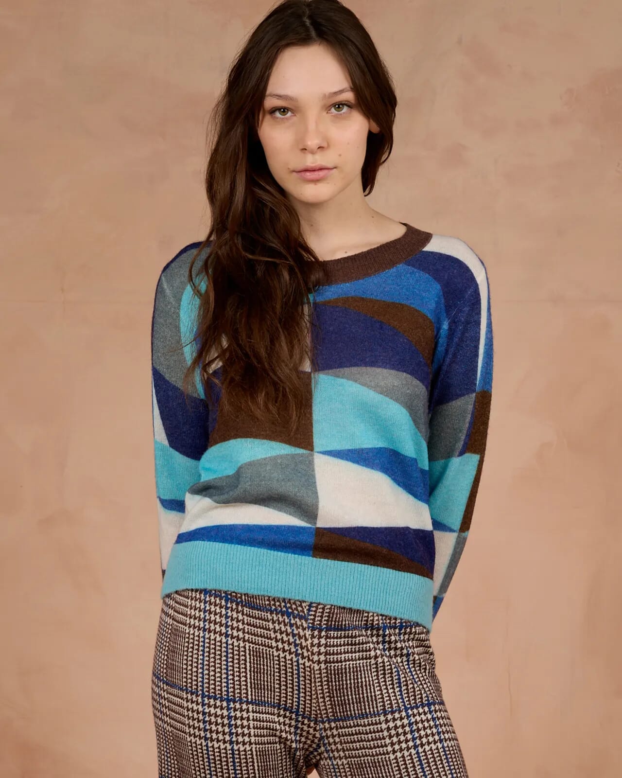 GEOMETRIC PRINT CREWNECK  JUMPER COL.182