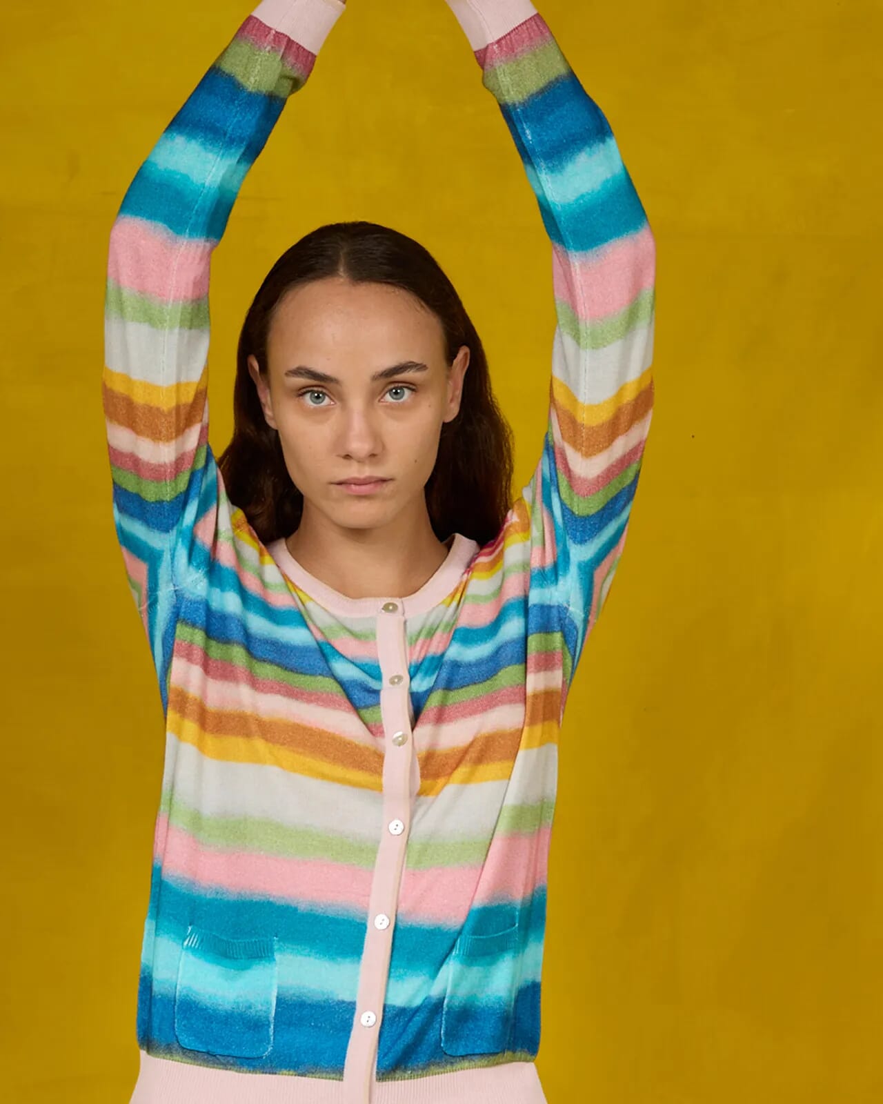 CONTRAST-EDGE PRINT CARDIGAN  WITH POCKETS COL. 344