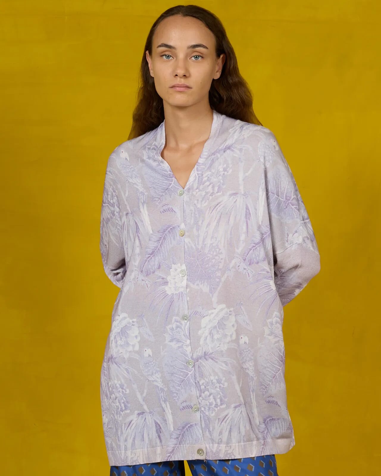 FLORAL PRINT LOOSE-FIT CARDIGAN  COL.340