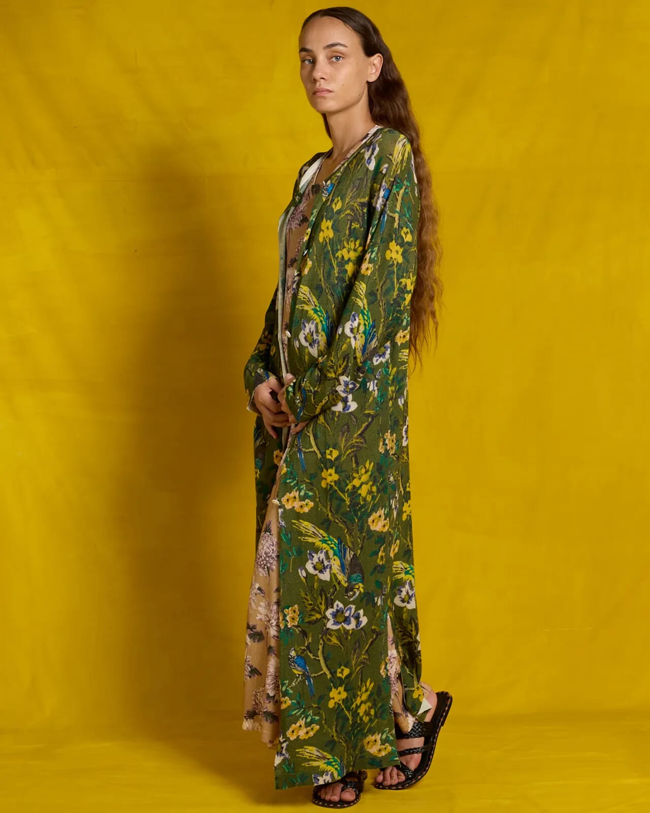 FLORAL PRINT LONG CARDIGAN  JACKET COL.304