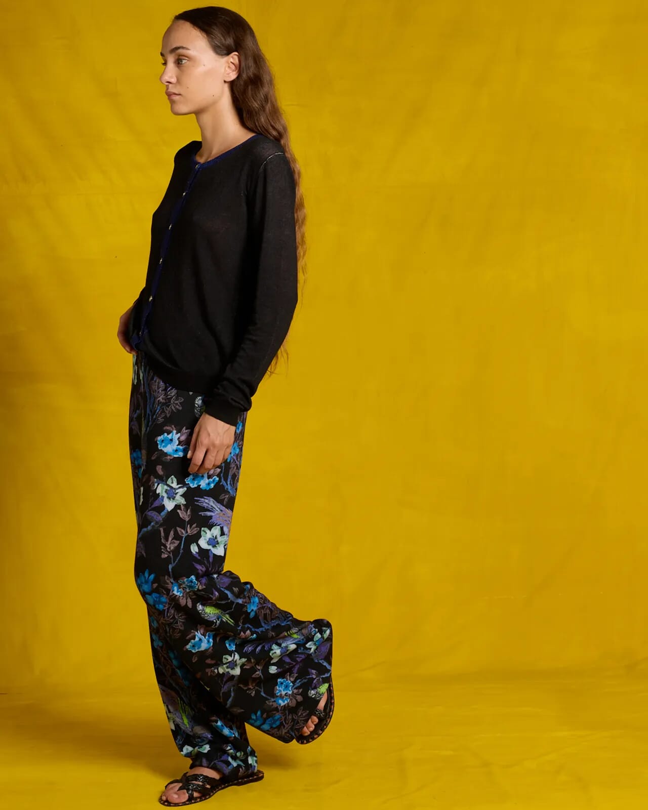 FLORAL PRINT LONG TROUSERS  COL.399