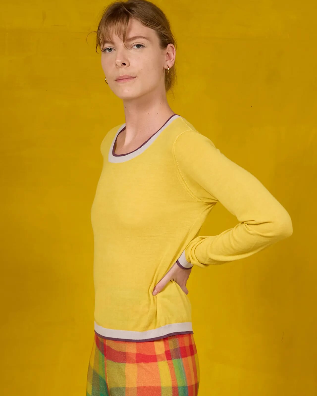 SOLID COLOR PRINT CREWNECK  JUMPER COL.001