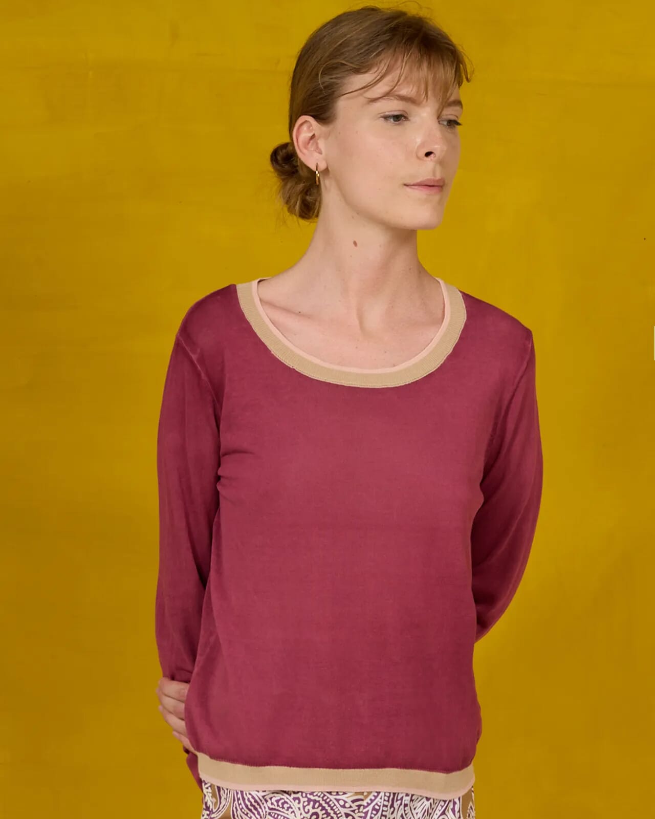 SOLID COLOR PRINT CREWNECK  JUMPER COL.014