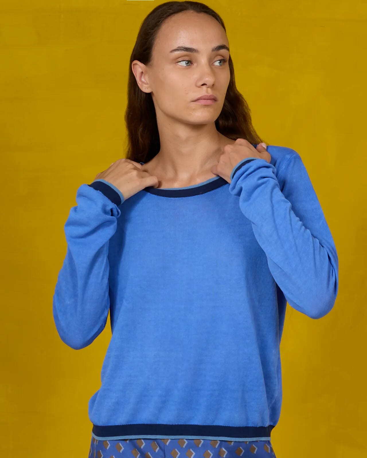 SOLID COLOR PRINT CREWNECK  JUMPER COL.041