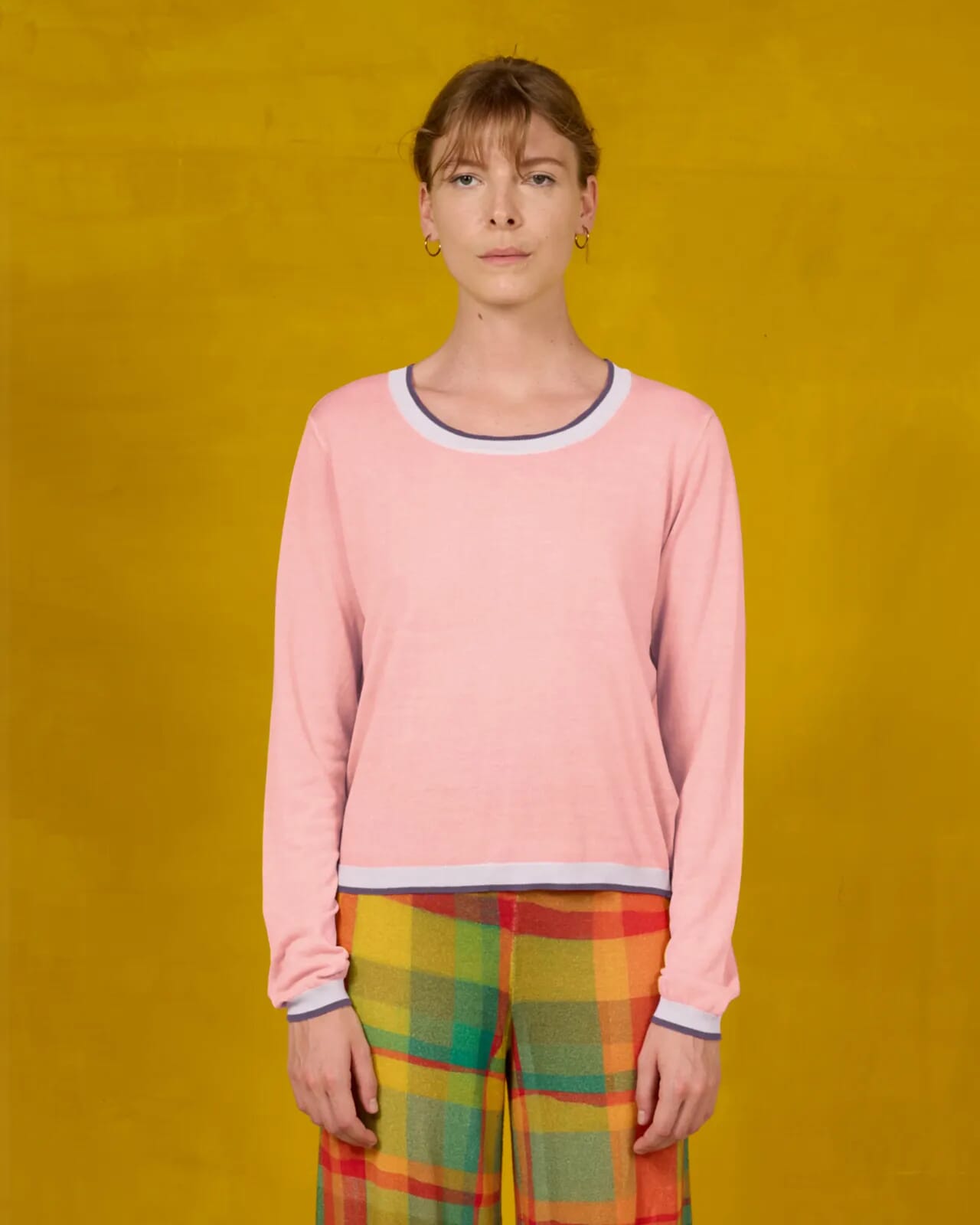 SOLID COLOR PRINT CREWNECK  JUMPER COL.011