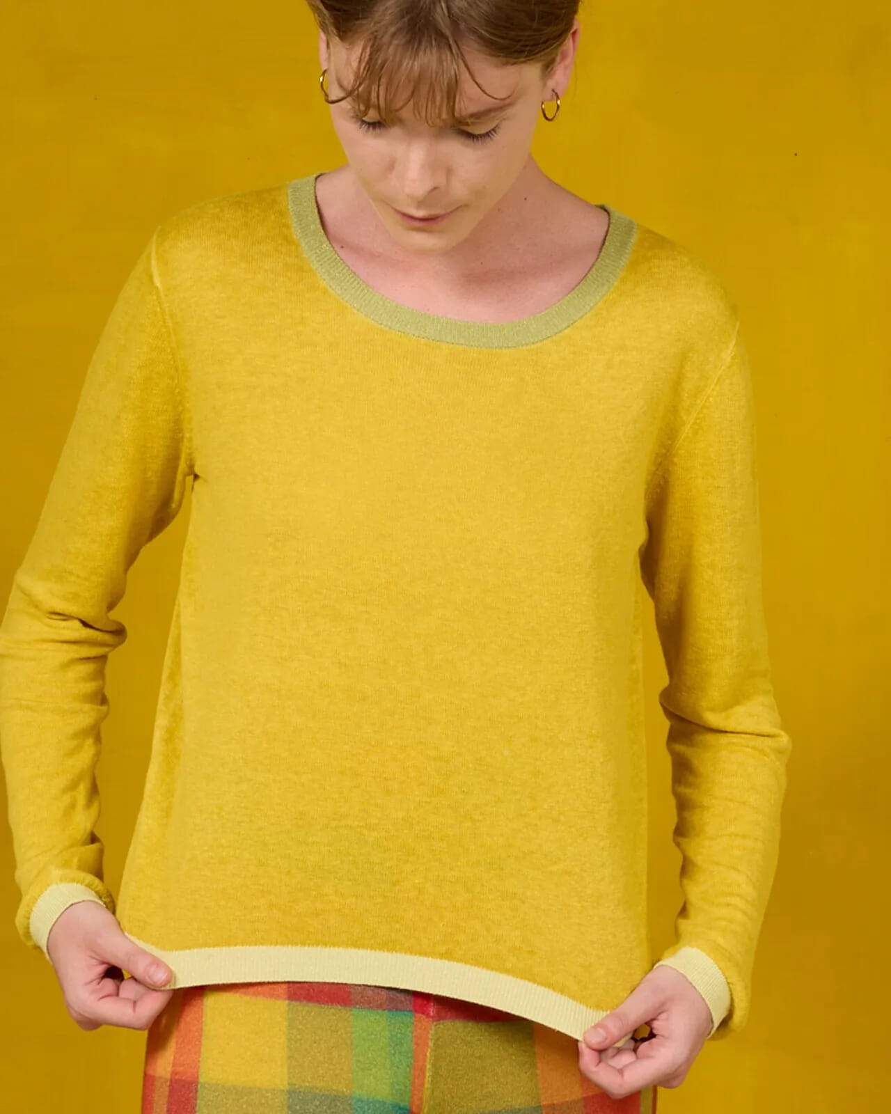 SOLID COLOR PRINT CREWNECK  JUMPER COL.001