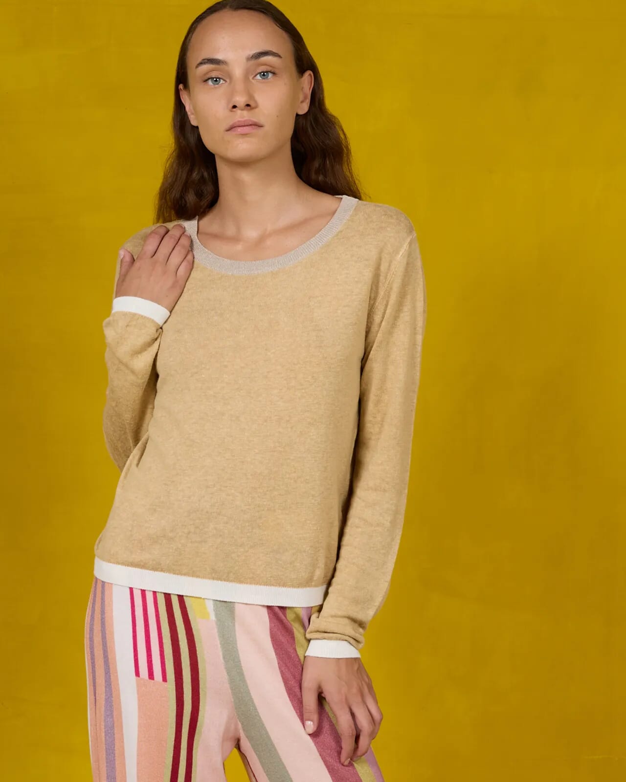 SOLID COLOR PRINT CREWNECK  JUMPER COL.027