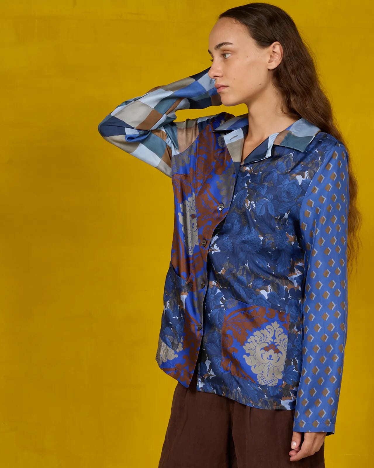 FLORAL AND GEOMETRIC PRINT  JACKET WITH POCKETS COL.462