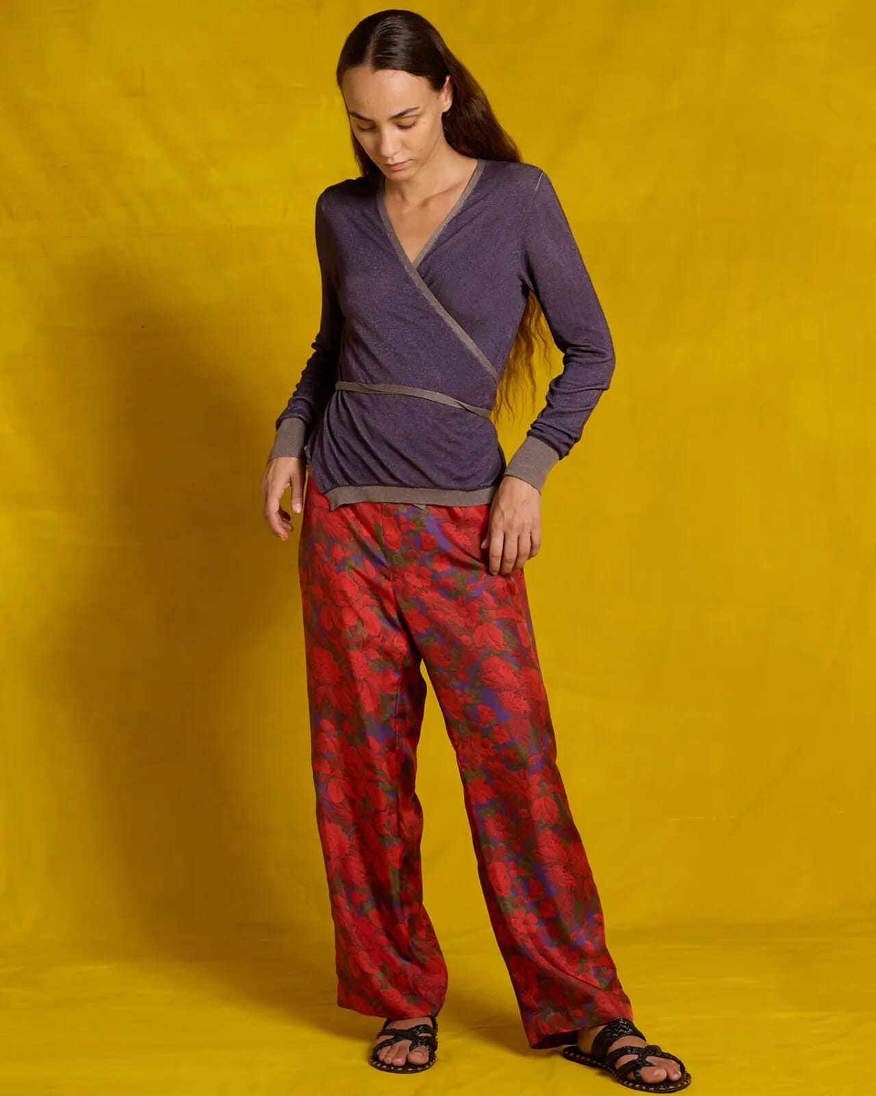 FLORAL PRINT LONG TROUSERS  COL.460