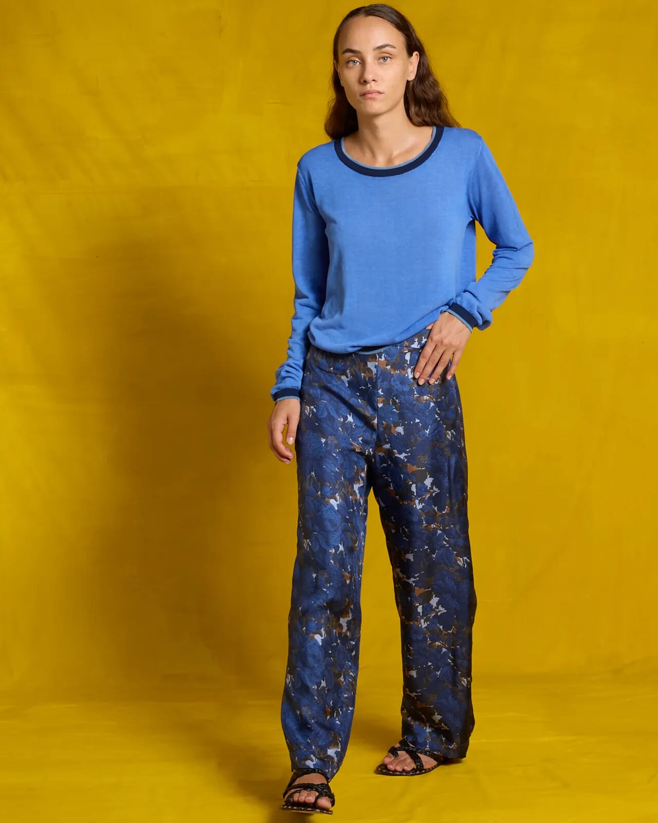 FLORAL PRINT LONG TROUSERS  COL.462