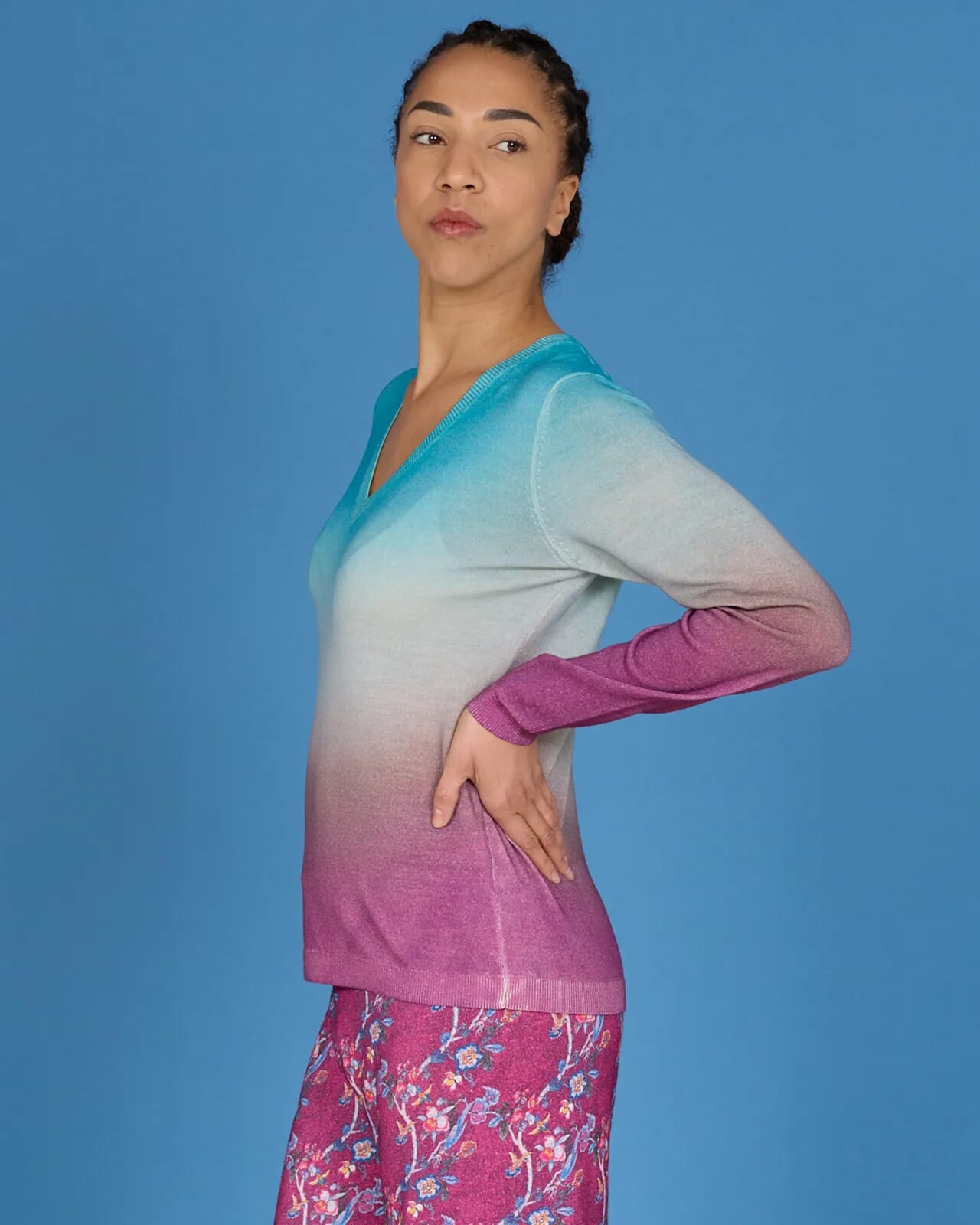 ABSTRACT PRINT V NECK JUMPER COL. 298