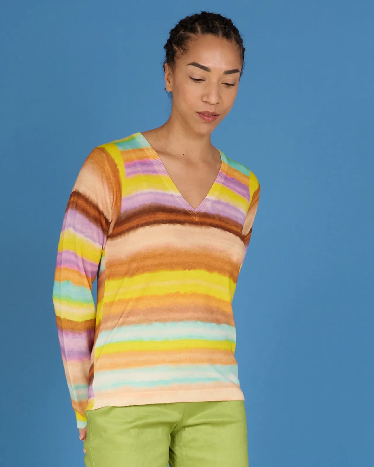 GEOMETRIC PRINT V NECK JUMPER COL. 329