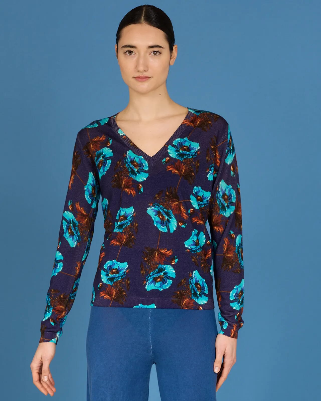 FLORAL PRINT V NECK JUMPER COL. 337
