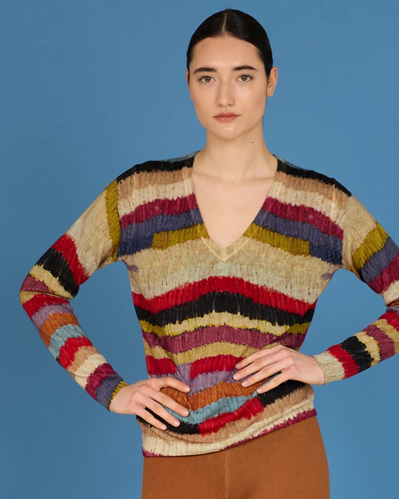 MULTIPRINT REVERSIBLE V NECK JUMPER COL. 502