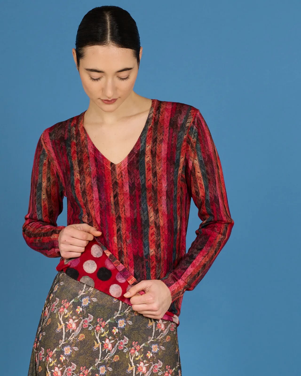 MULTIPRINT REVERSIBLE V NECK JUMPER COL. 503