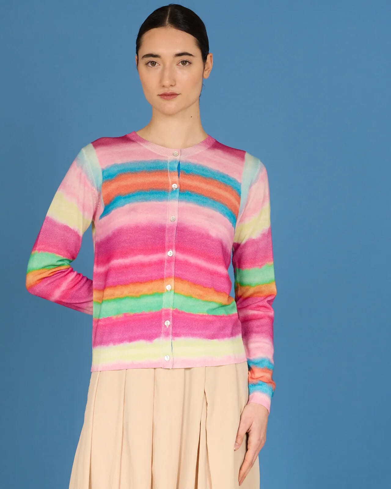 GEOMETRIC PRINT CREWNECK CARDIGAN COL. 284