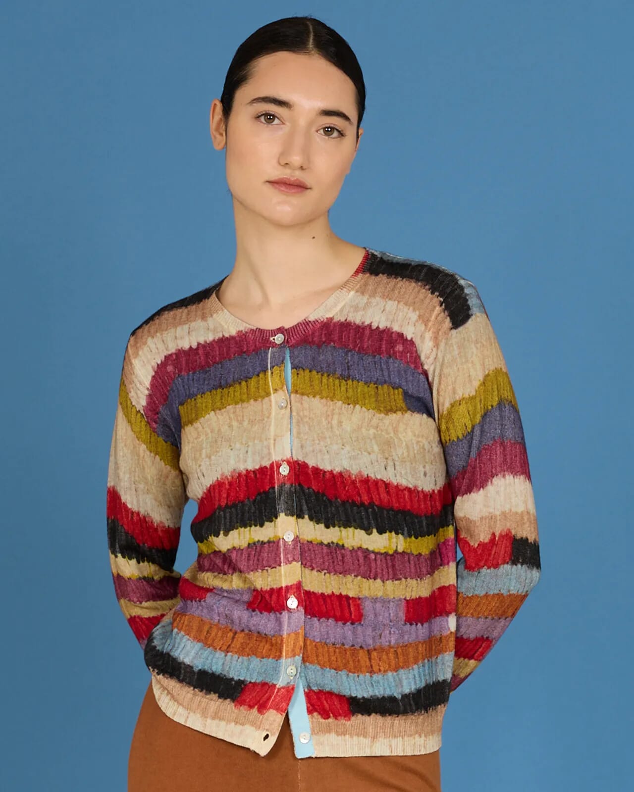 MULTIPRINT REVERSIBLE CREWNECK CARDIGAN COL.502