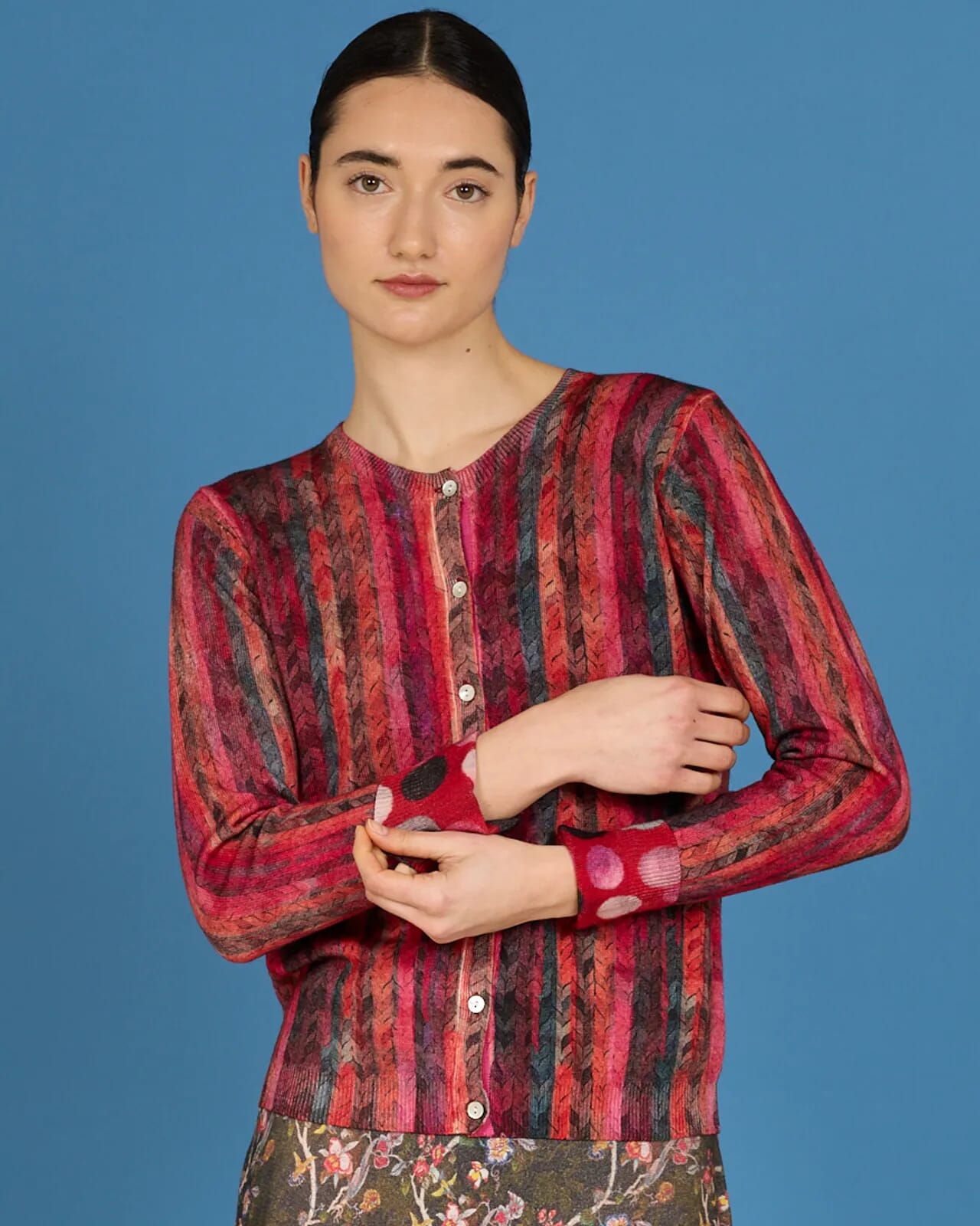 MULTIPRINT REVERSIBLE CREWNECK CARDIGAN COL.503