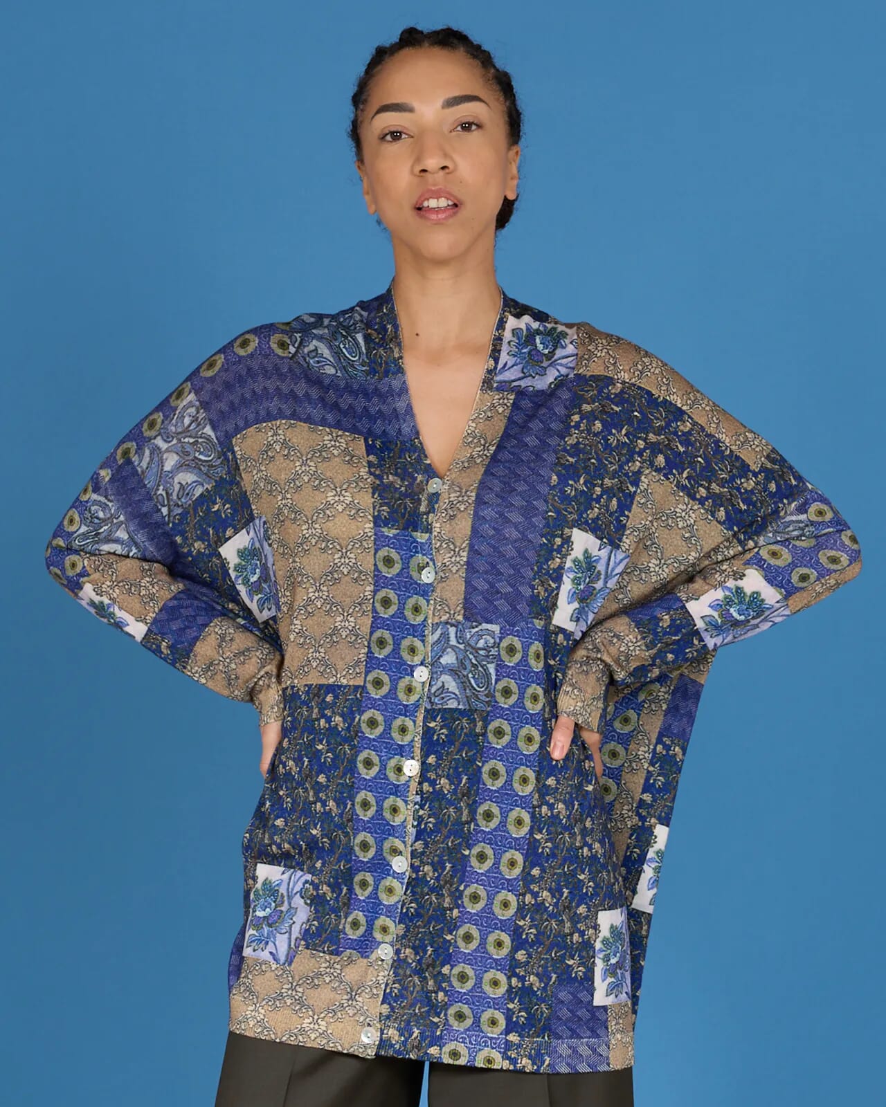 FLORAL PRINT LOOSE-FIT CARDIGAN COL.335