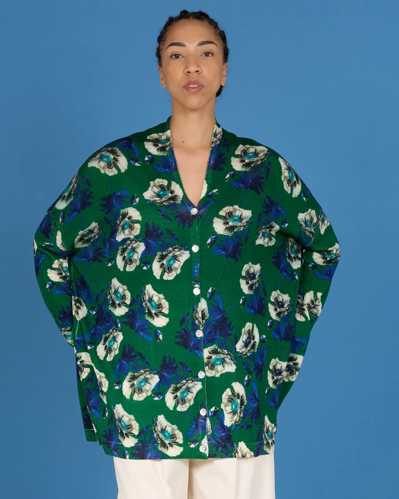 FLORAL PRINT LOOSE-FIT CARDIGAN COL.339