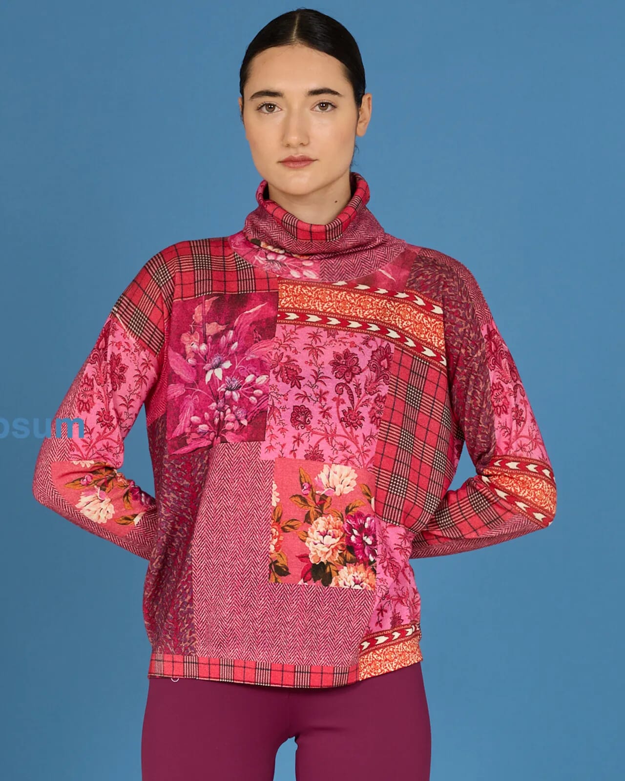 GEOMETRIC PRINT HIGH NECK JUMPER COL. 209