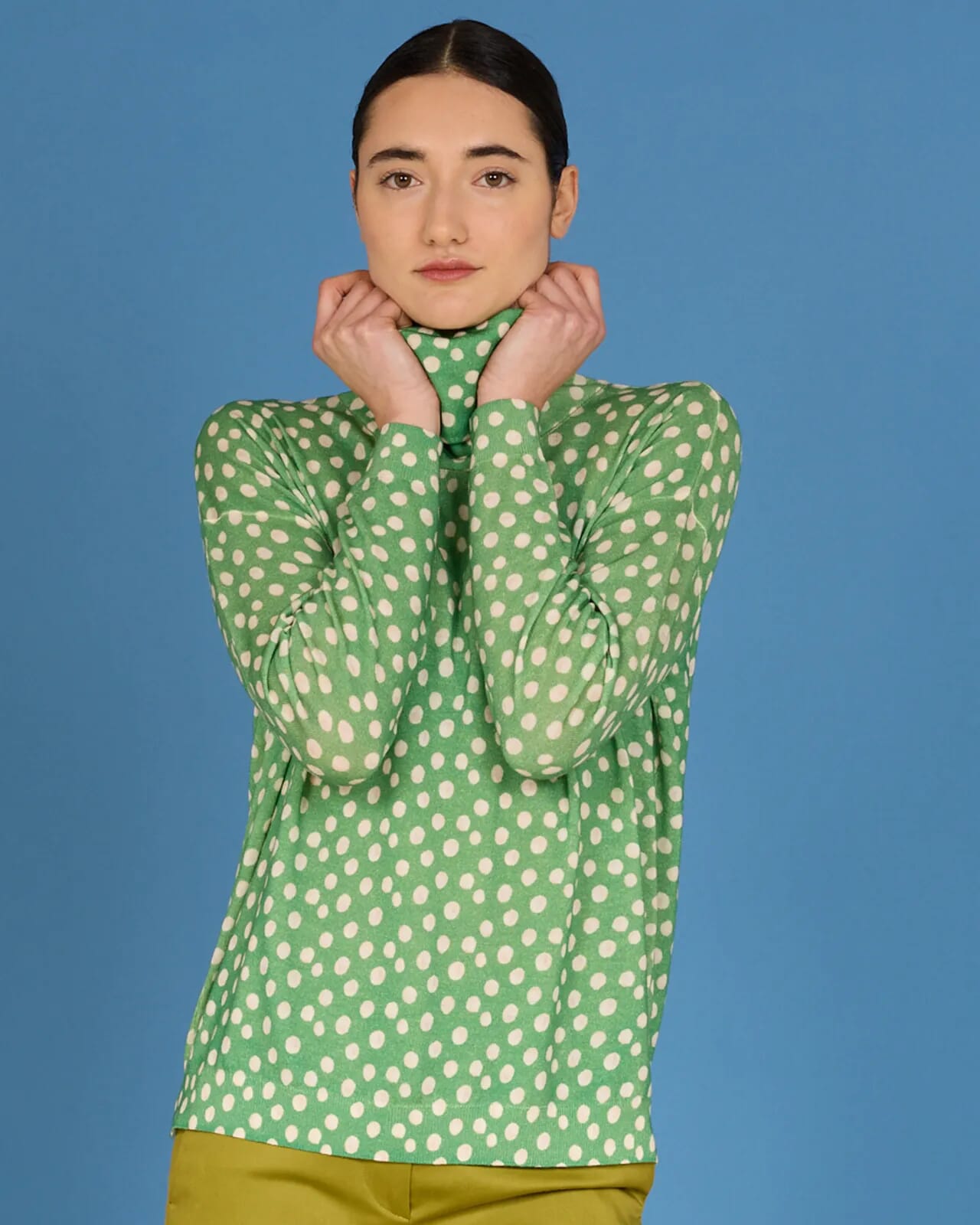 GEOMETRIC PRINT HIGH NECK JUMPER COL. 266