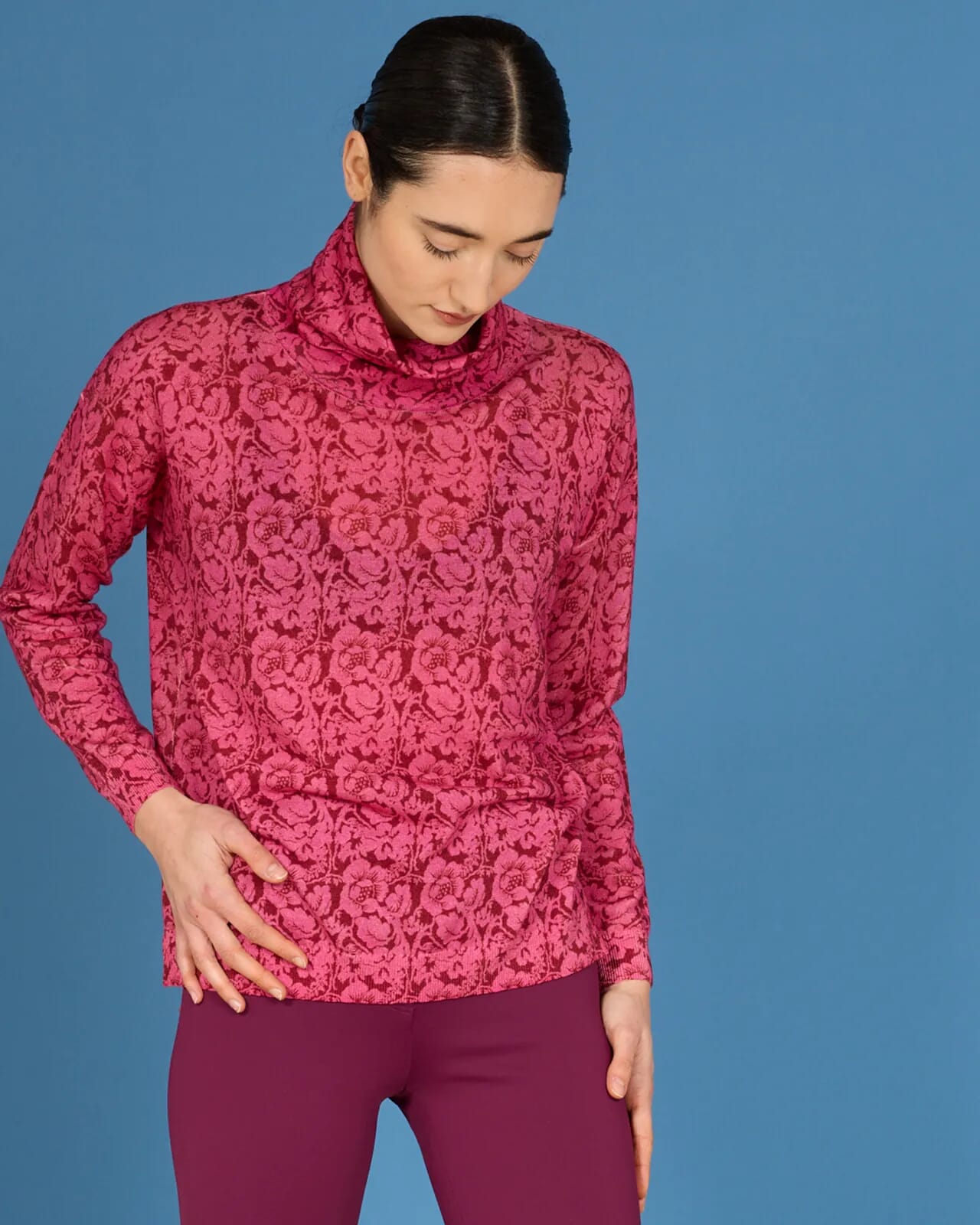 FLORAL PRINT HIGH NECK JUMPER COL. 325