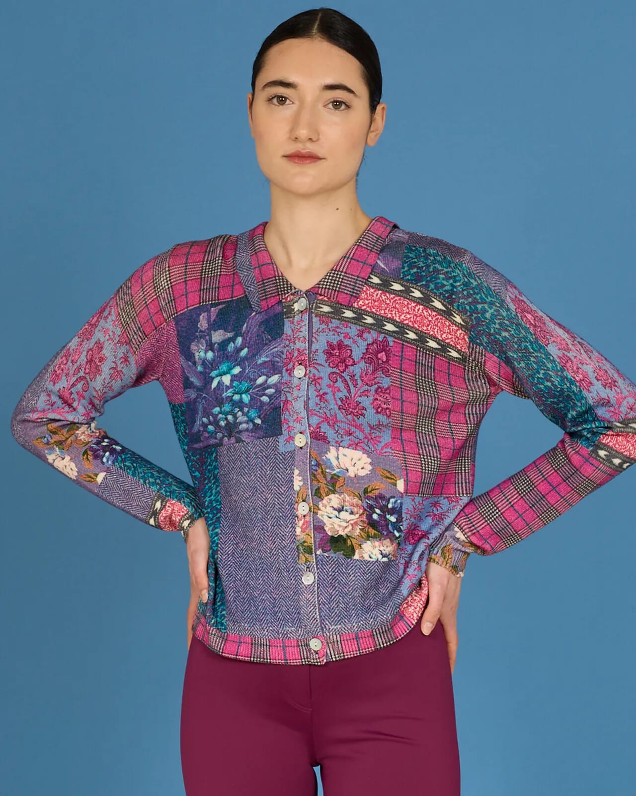 FLORAL AND GEOMETRIC PRINT DUPLEX POLO COL.207