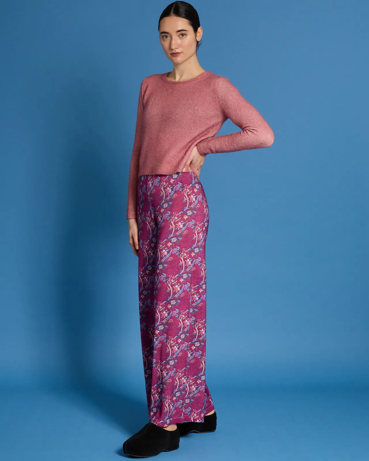 FLORAL PRINT LONG TROUSERS COL.220