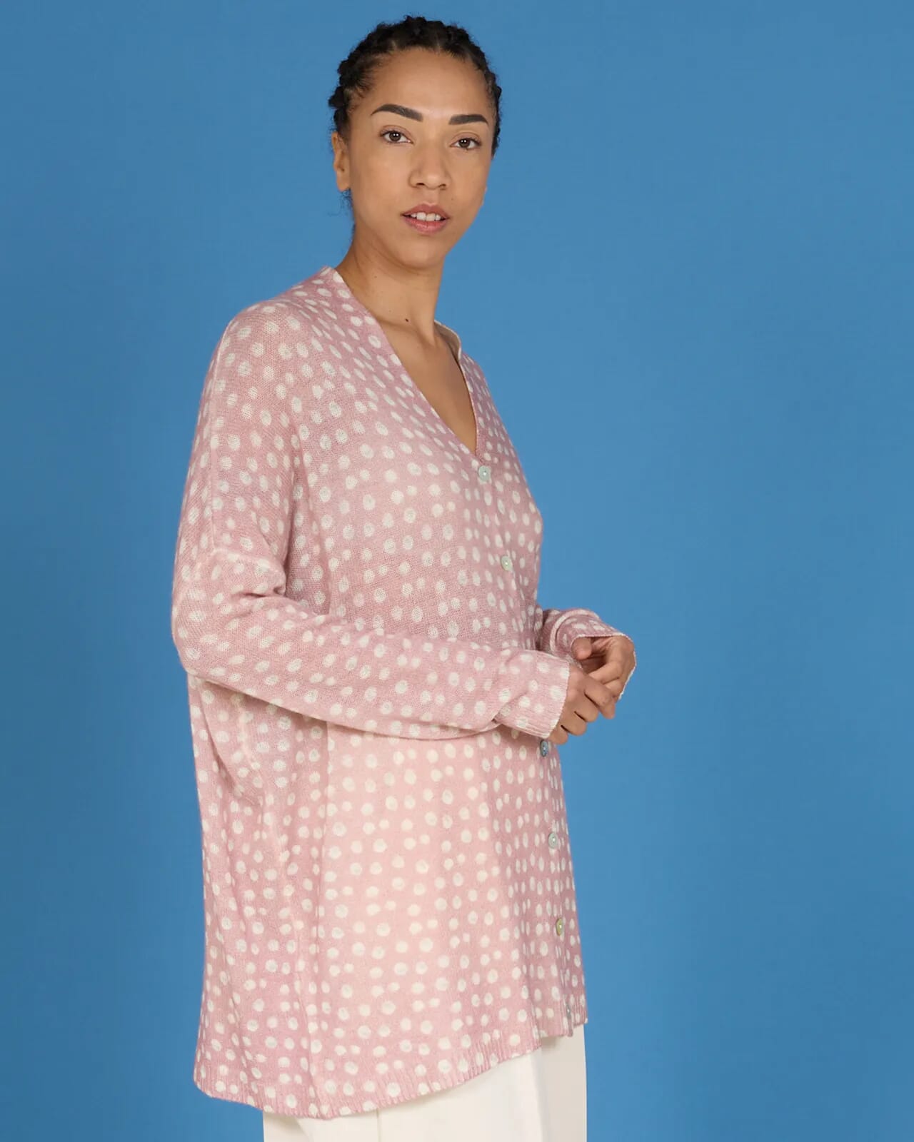 ABSTRACT PRINT WIDE LONG CARDIGAN COL.263