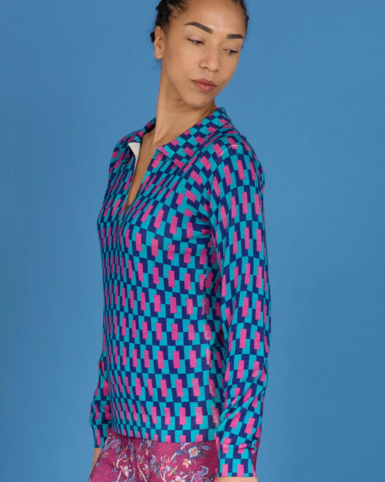 GEOMETRIC PRINT POLO COL.234