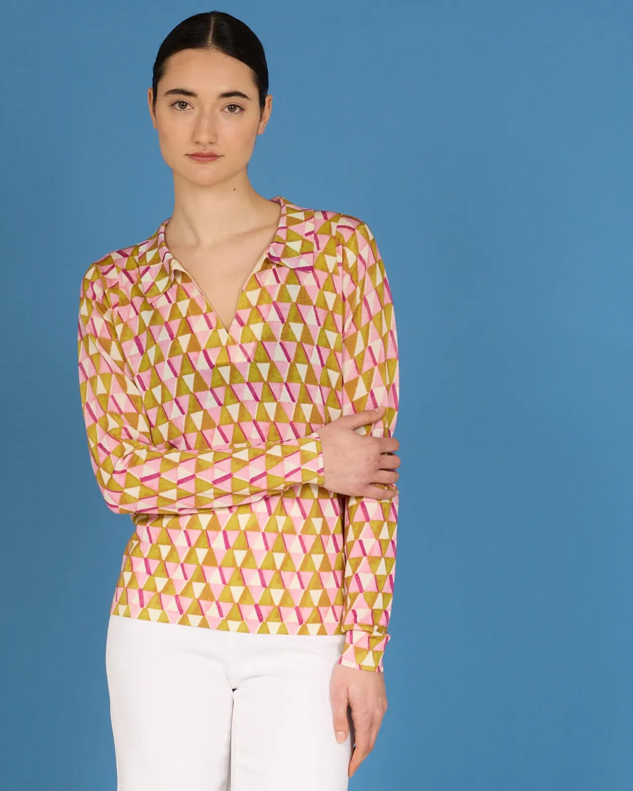 GEOMETRIC PRINT POLO COL.254