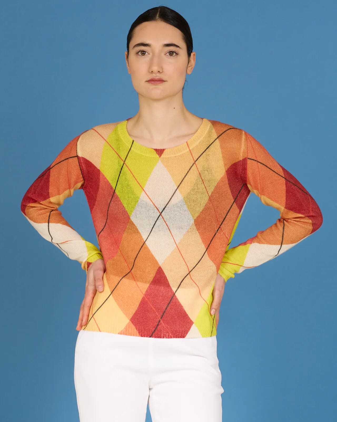 GEOMETRIC PRINT CREWNECK JUMPER COL.327