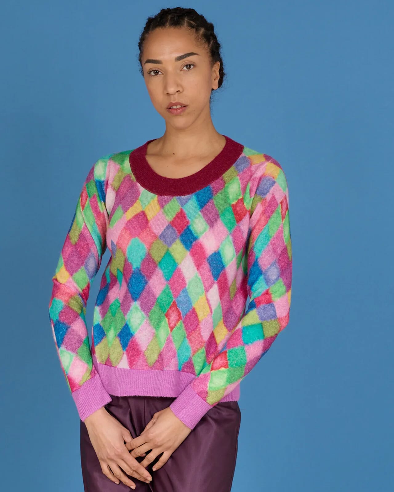 GEOMETRIC PRINT CREWNECK JUMPER COL.275