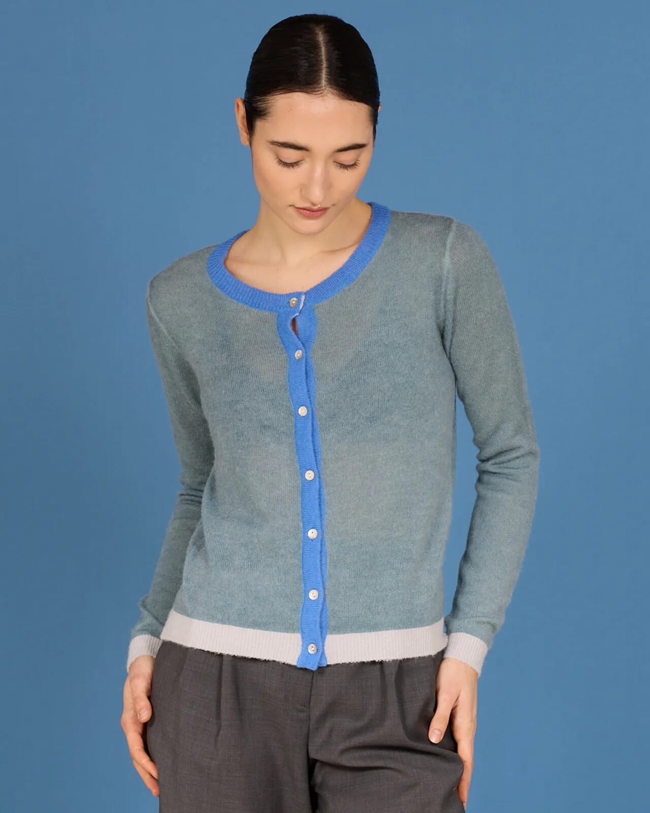 SOLID COLOUR PRINT CARDIGAN COL. 003