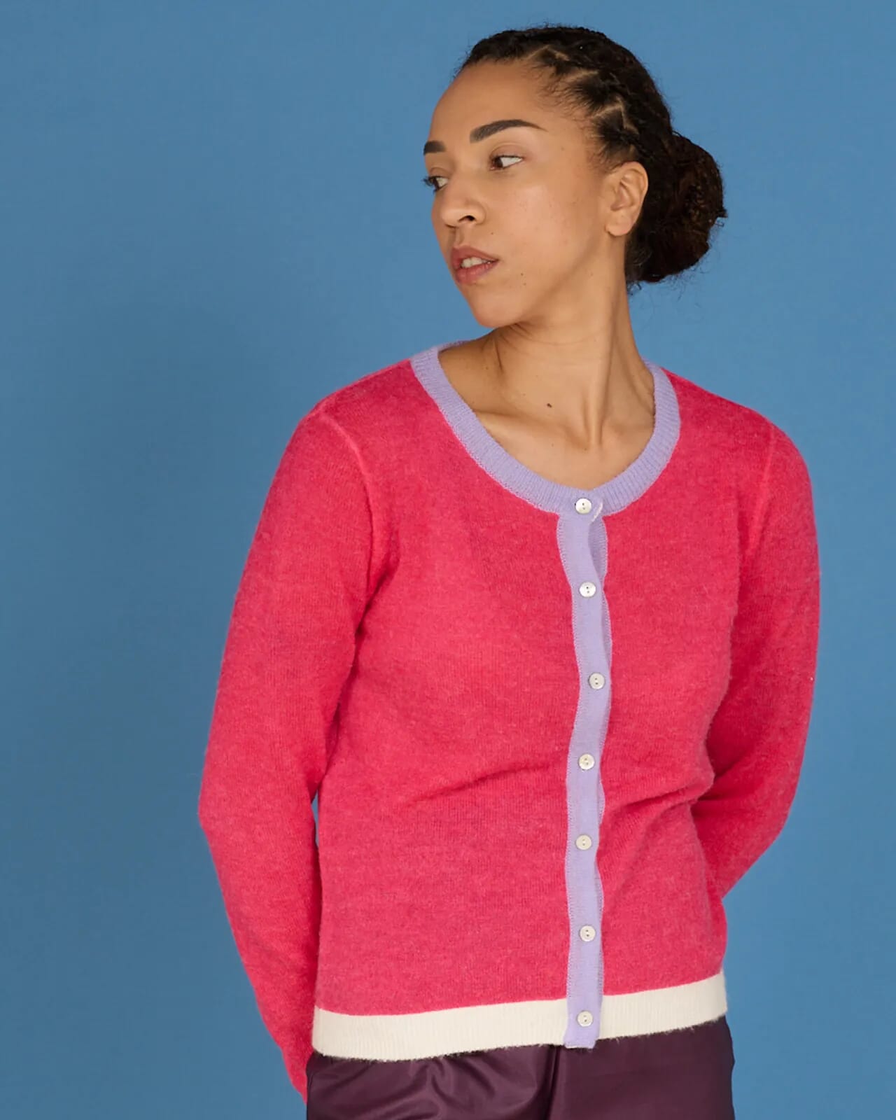 SOLID COLOUR PRINT CARDIGAN COL. 013