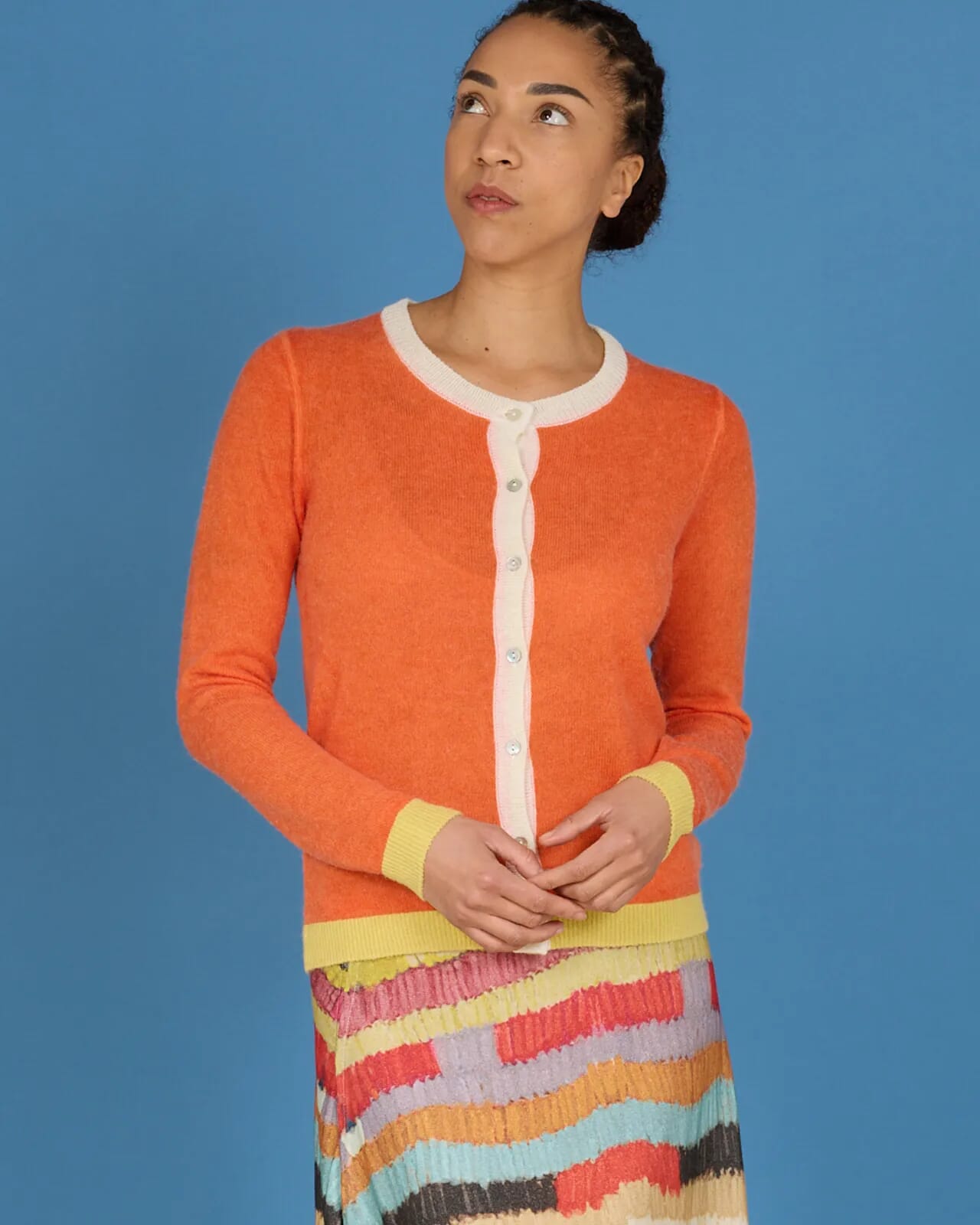 SOLID COLOUR PRINT CARDIGAN COL. 018