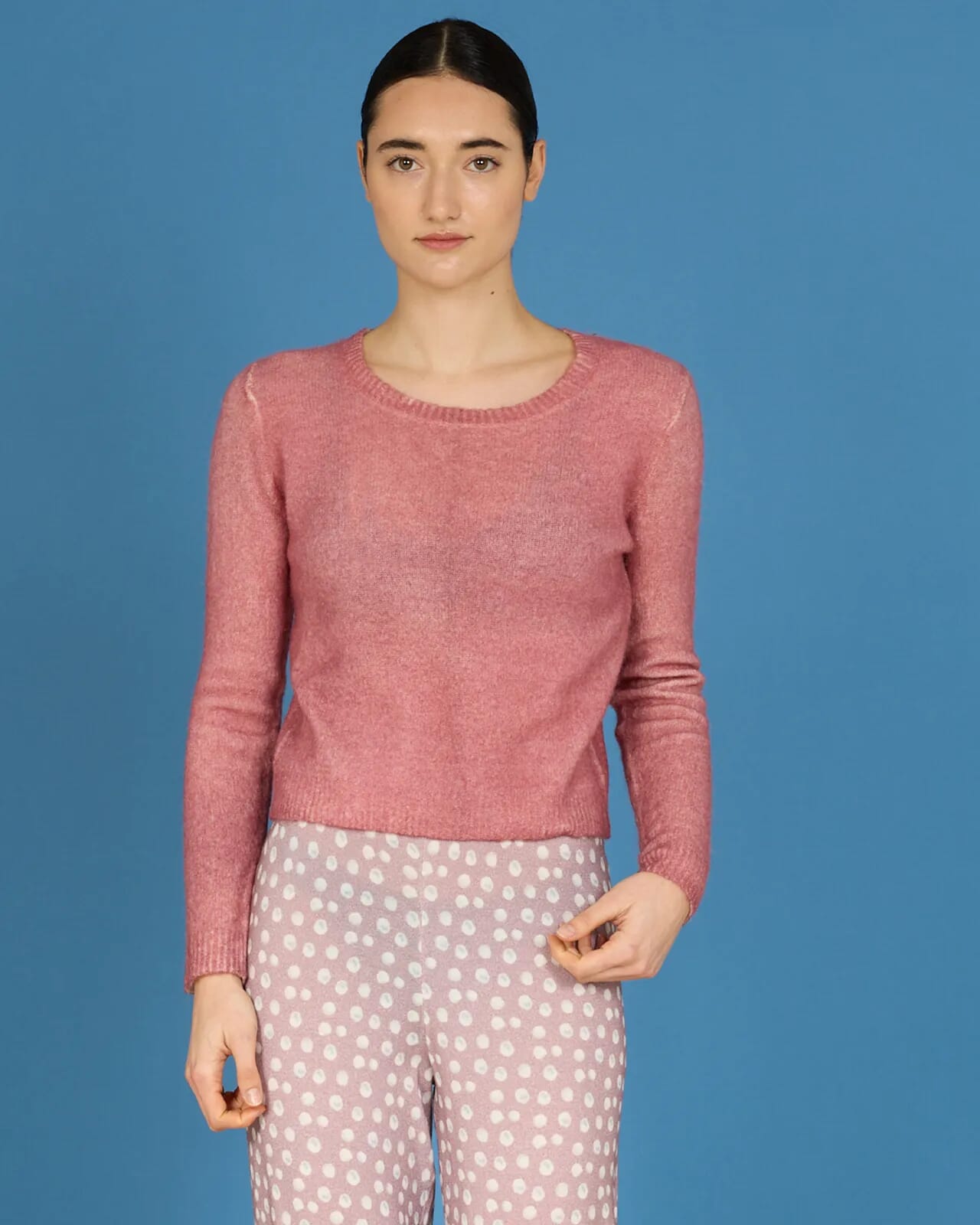 SOLID COLOR PRINT CREWNECK JUMPER COL.008